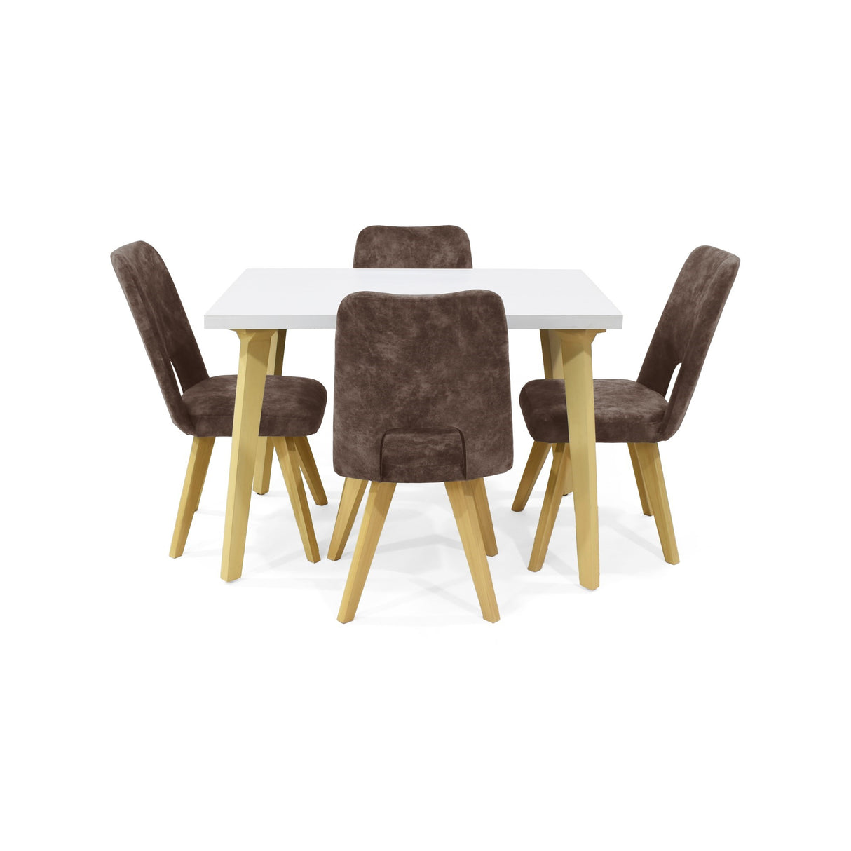 Combo Comedor Rectangular Lugo Taupe y Blanco 110x76cm De Cuatro Puestos Con Cuatro Sillas - COMEDORES | Bylmo