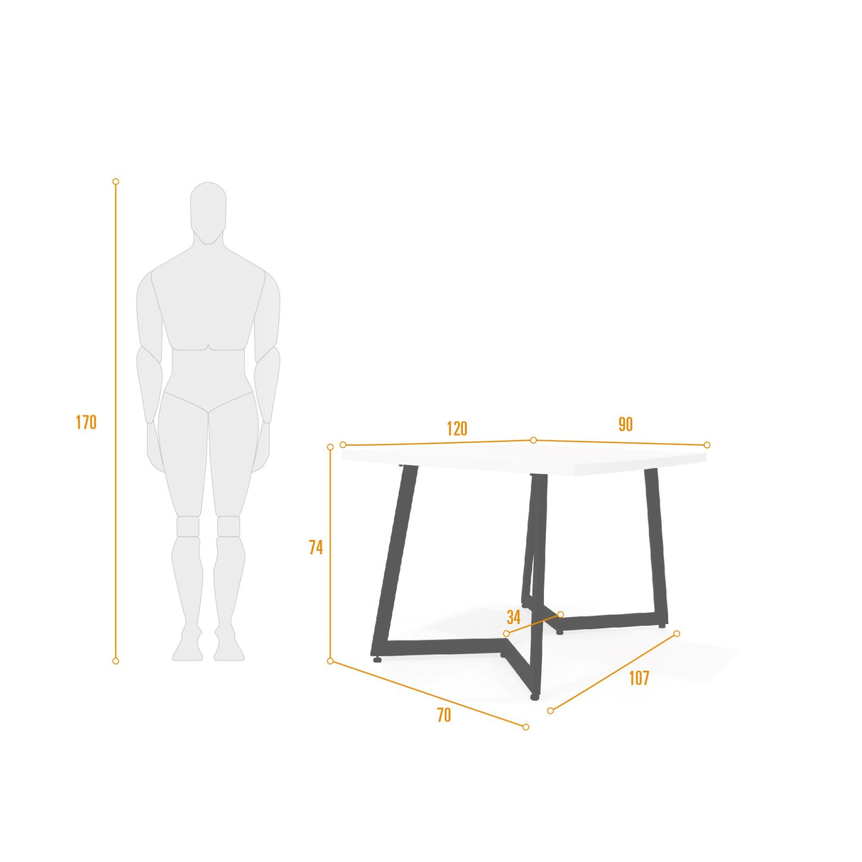 Comedor Rectangular Rio Duna y Negro Metálico 120x74cm De Cuatro Puestos Sin Sillas - COMEDORES | Bylmo