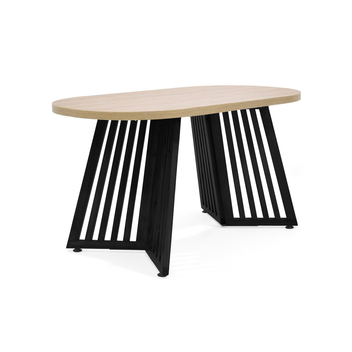 Comedor Ovalado Wisconsin Duna y Matiz Negro 150x75cm De Cuatro Puestos Sin Sillas - COMEDORES | Bylmo