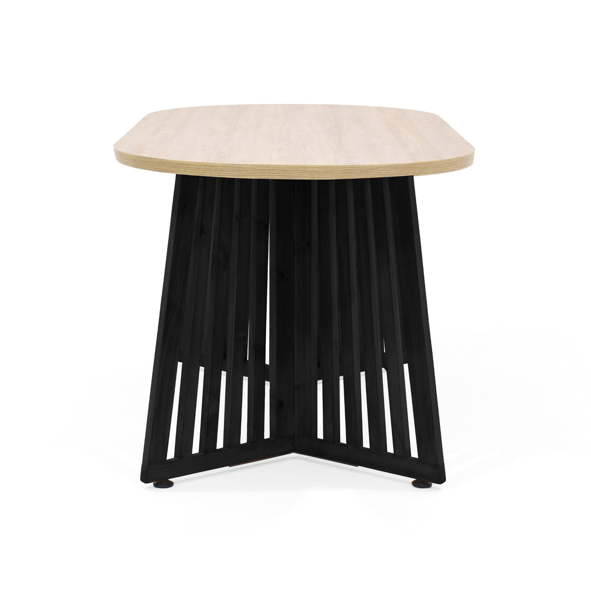 Comedor Ovalado Wisconsin Duna y Matiz Negro 150x75cm De Cuatro Puestos Sin Sillas - COMEDORES | Bylmo