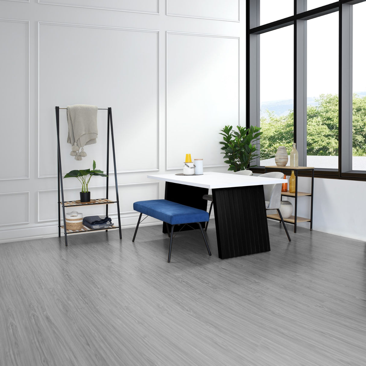 Comedor Rectangular Aragon Blanco y Negro 150x73cm De Cuatro Puestos Sin Sillas - COMEDORES | Bylmo