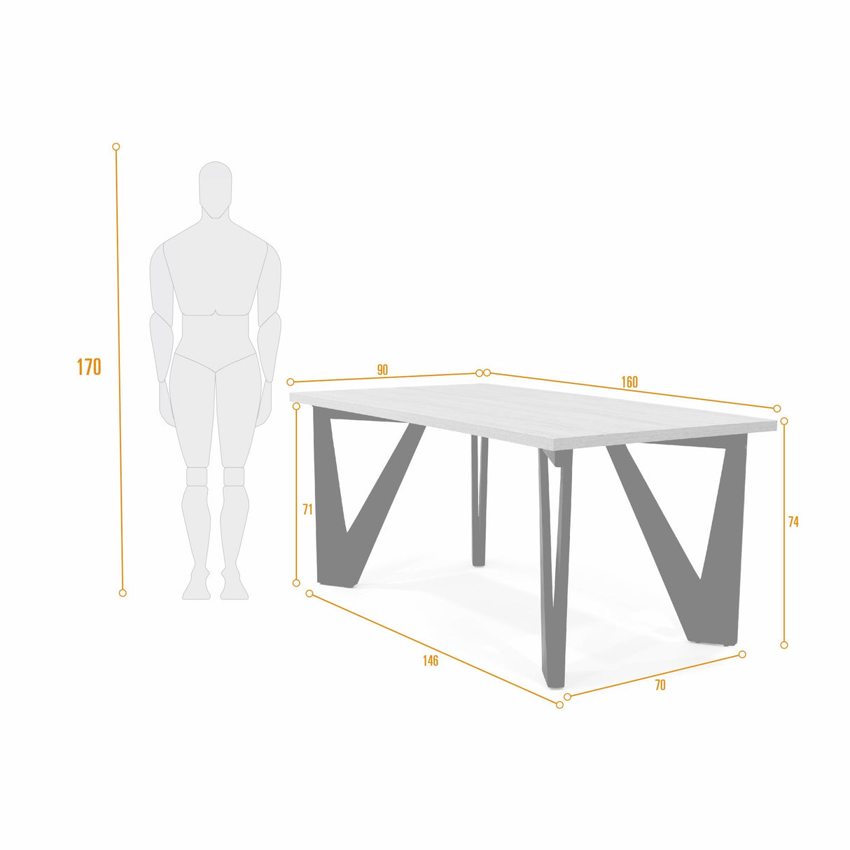 Comedor Rectangular Brixton Duna y Matiz Negro 160x74cm De 6 Puestos Sin Sillas - COMEDORES | Bylmo