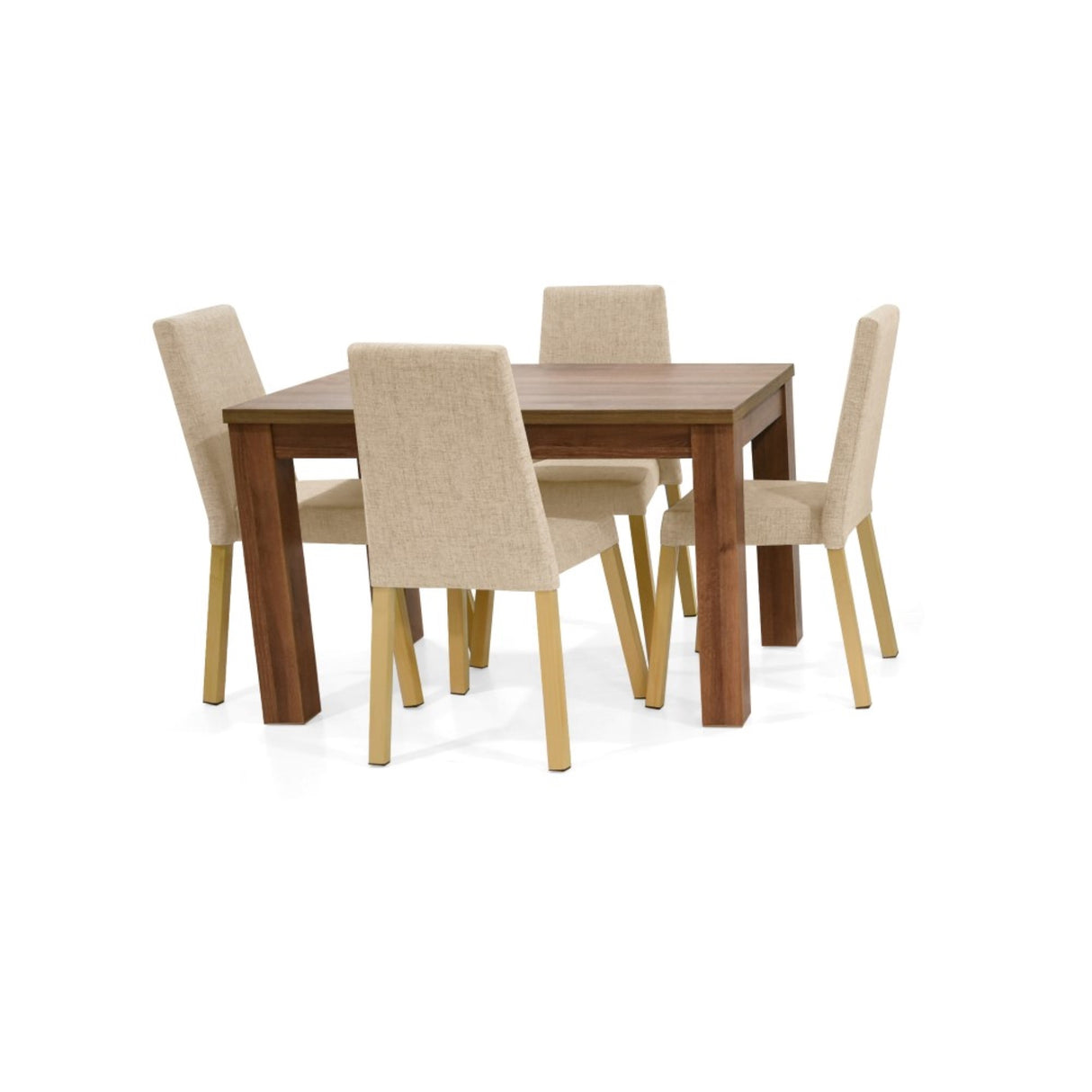 Combo Comedor Rectangular Merida Beige y Mácula 120x78cm De Cuatro Puestos Con Cuatro Sillas - COMEDORES | Bylmo