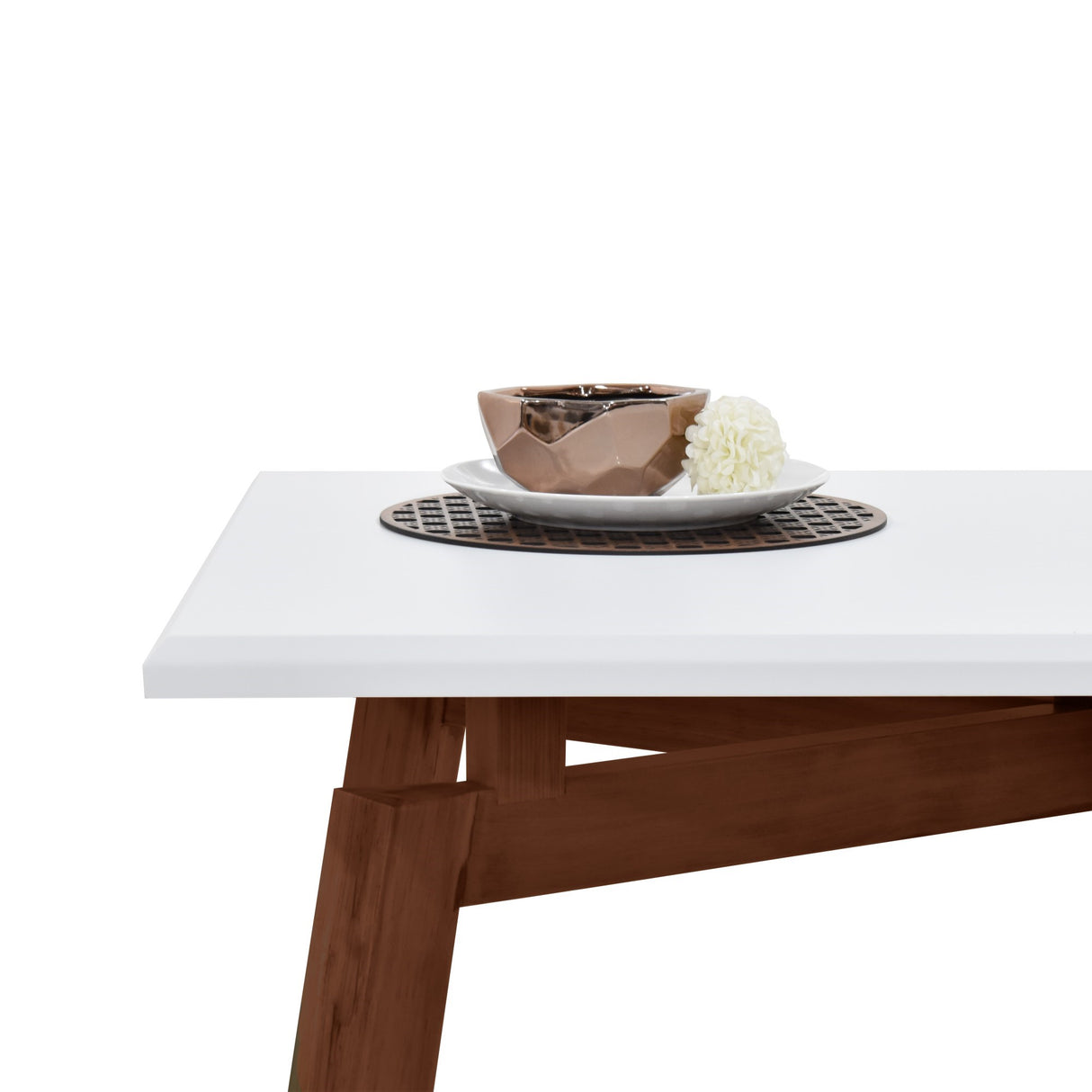 Comedor Rectangular Irlanda Blanco y Matiz Caramelo 120x79cm De Cuatro Puestos Sin Sillas - COMEDORES | Bylmo