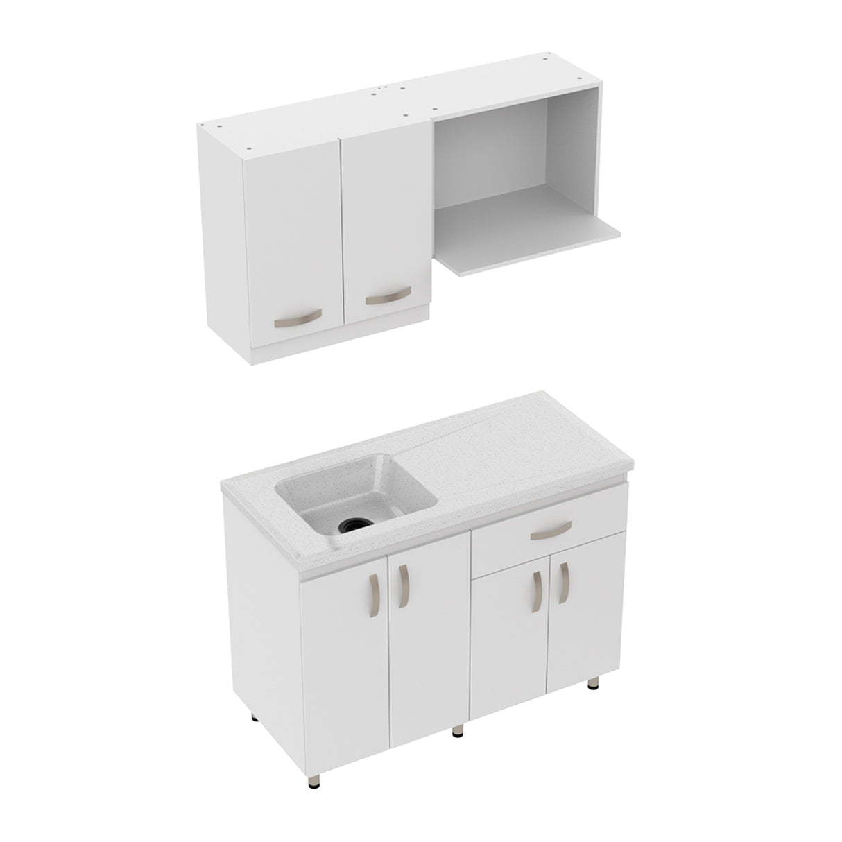 Cocina Modular Ambar Blanco 120x75cm Con Mesón y Sin Estufa - COCINAS | Bylmo