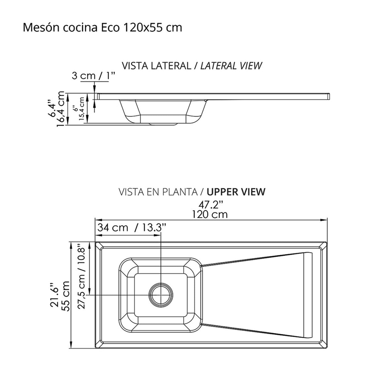 Cocina Modular Ambar Gracia 120x75cm Con Mesón de Mármol Sintético y Sin Estufa - COCINAS | Bylmo