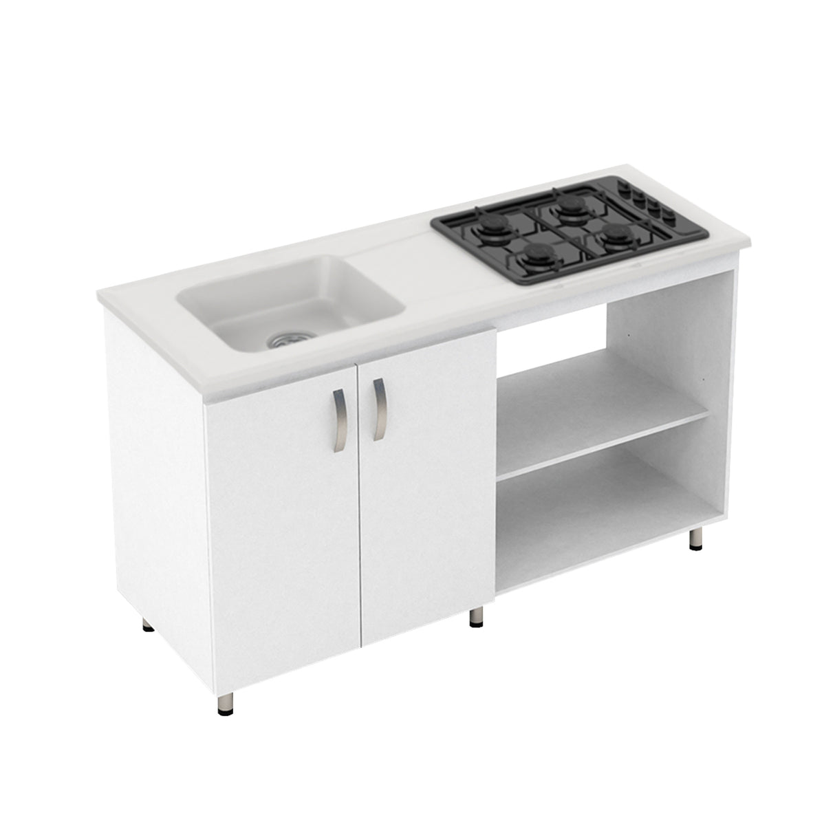 Cocina Modular Vive Blanco 150x88cm Con Mesón y Con Estufa - COCINAS | Bylmo
