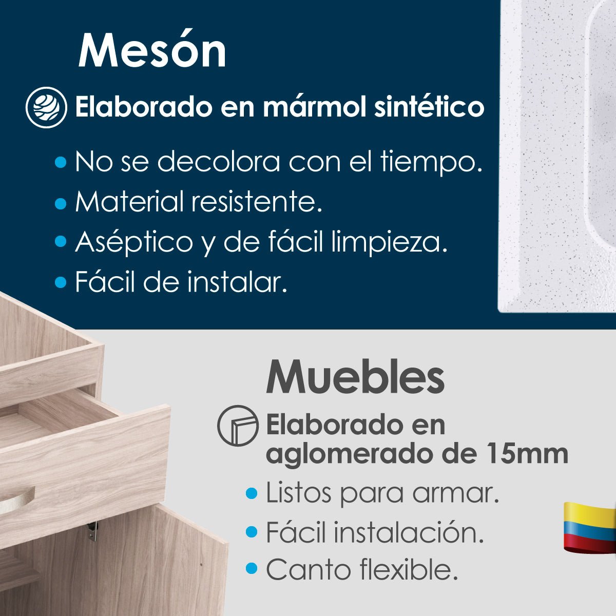Cocina Modular Vive Blanco 150x88cm Con Mesón y Con Estufa - COCINAS | Bylmo
