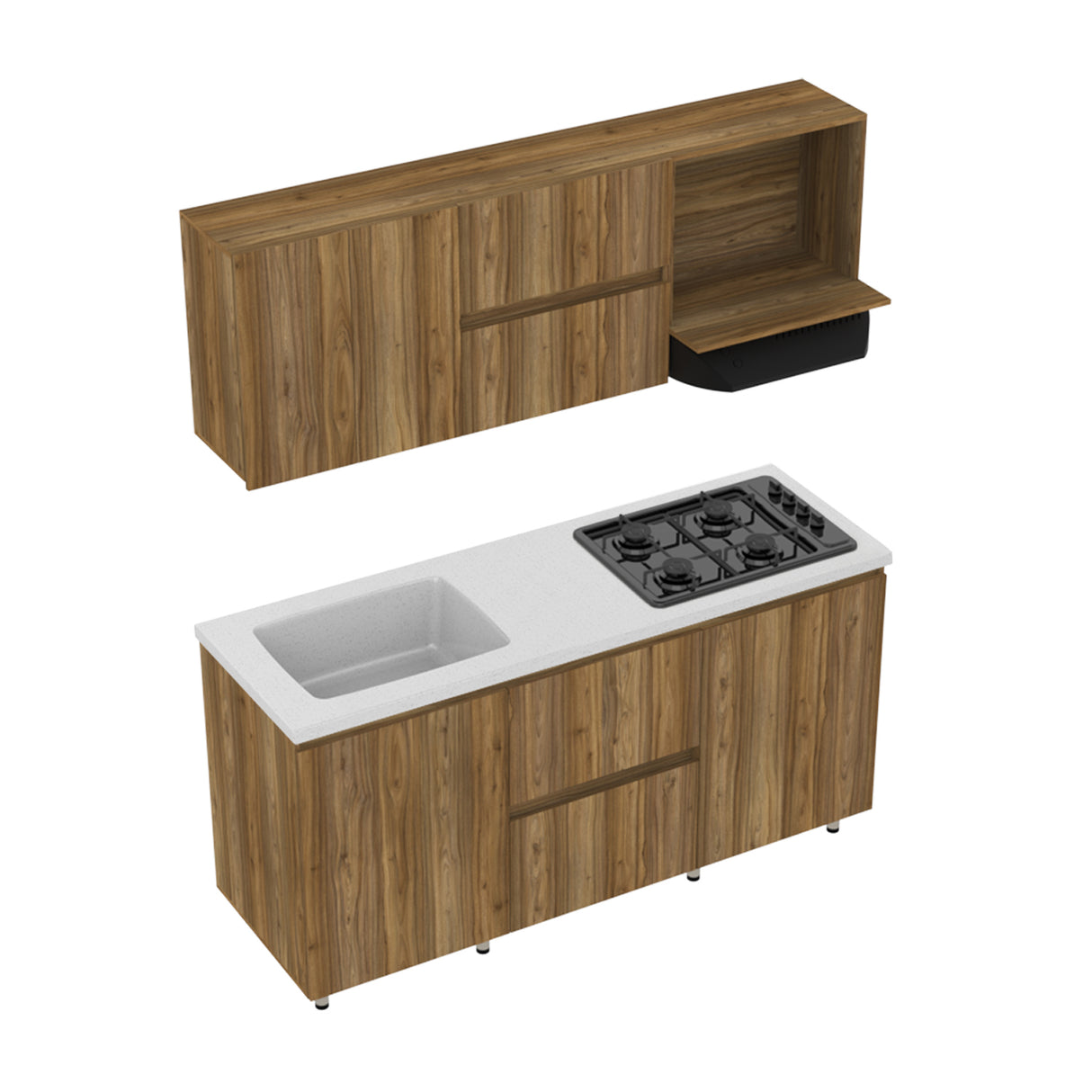 Cocina Modular Zafiro Gracia y Granito Perla 180x75cm Con Mesón y Con Estufa - COCINAS | Bylmo