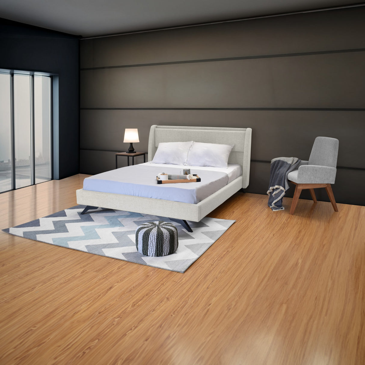 Cama Siena Taupe y Negro 162x97cm para Colchón Doble 140 X 190 Cm con Cabecero - CAMAS | Bylmo