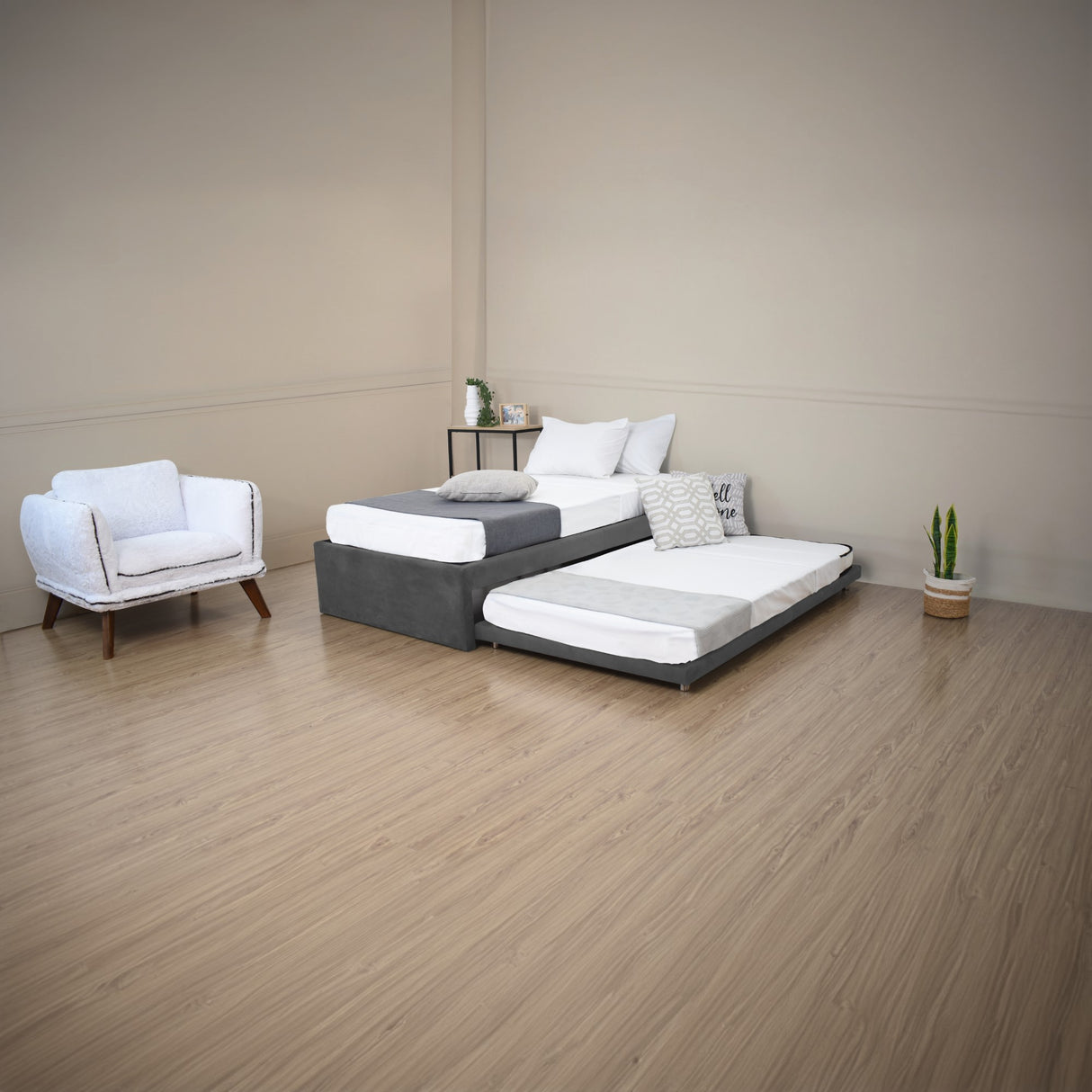 Cama Nido Infantil Suecia Gris y Cromado 105x37cm para Colchón Sencillo 100 X 190 Cm - CAMAS | Bylmo