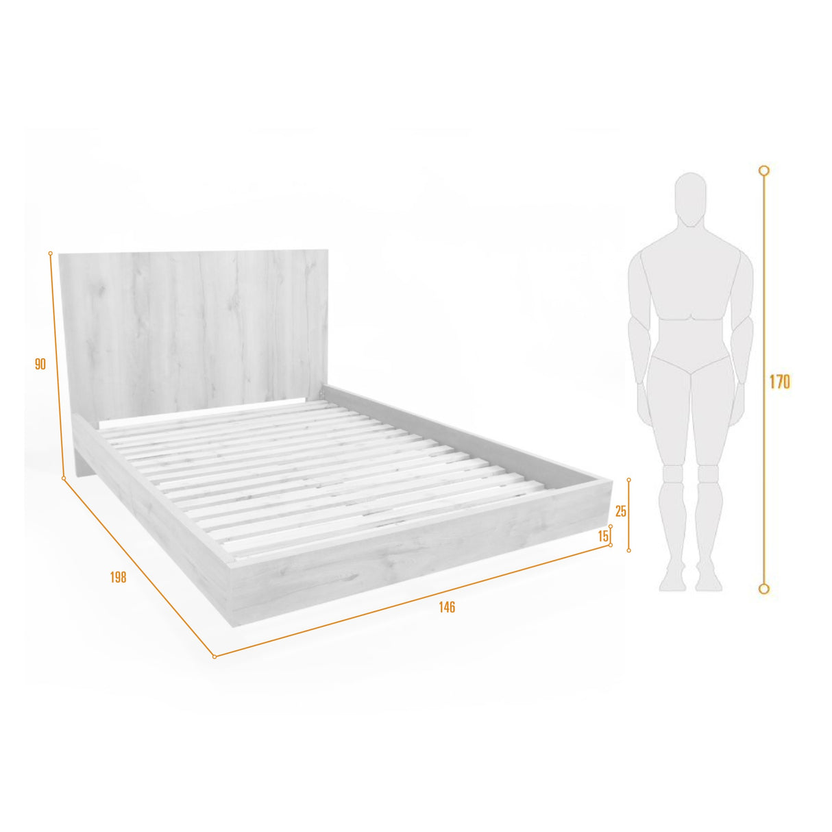 Cama Libia Duna y Natural 146x90cm para Colchón Doble 140 X 190 Cm con Cabecero - CAMAS | Bylmo