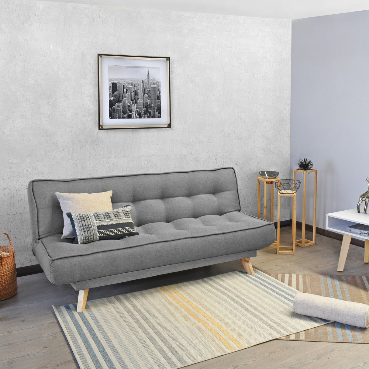 Sofacama Gales Gris 180x84cm de Tres Puestos Recinable - SOFAS Y POLTRONAS | Bylmo