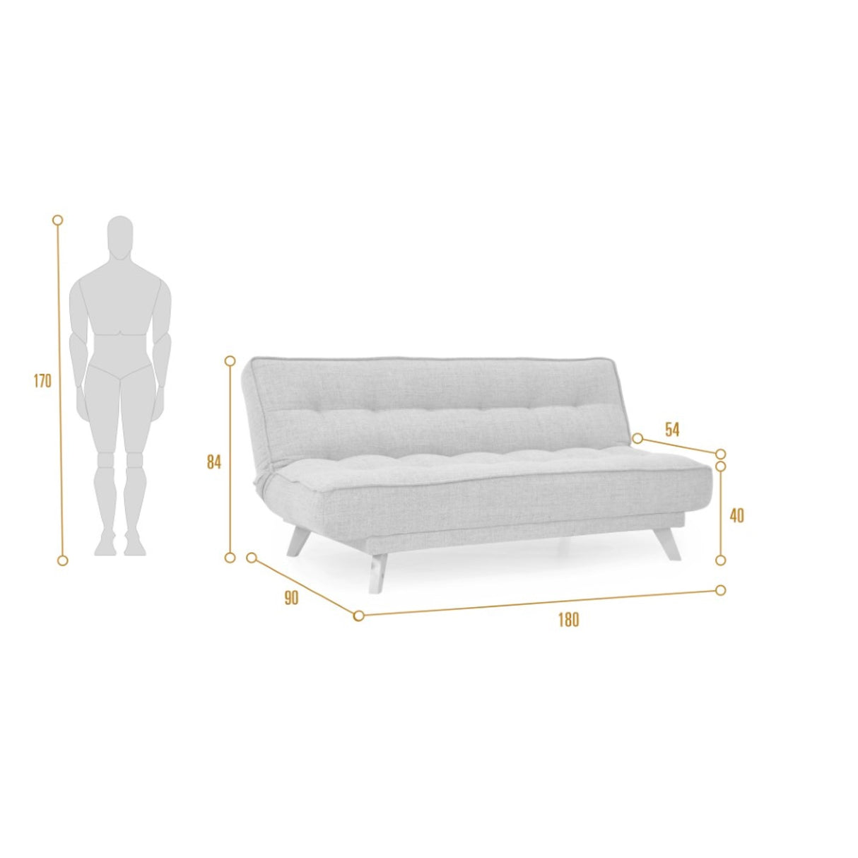 Sofacama Gales Gris 180x84cm de Tres Puestos Recinable - SOFAS Y POLTRONAS | Bylmo