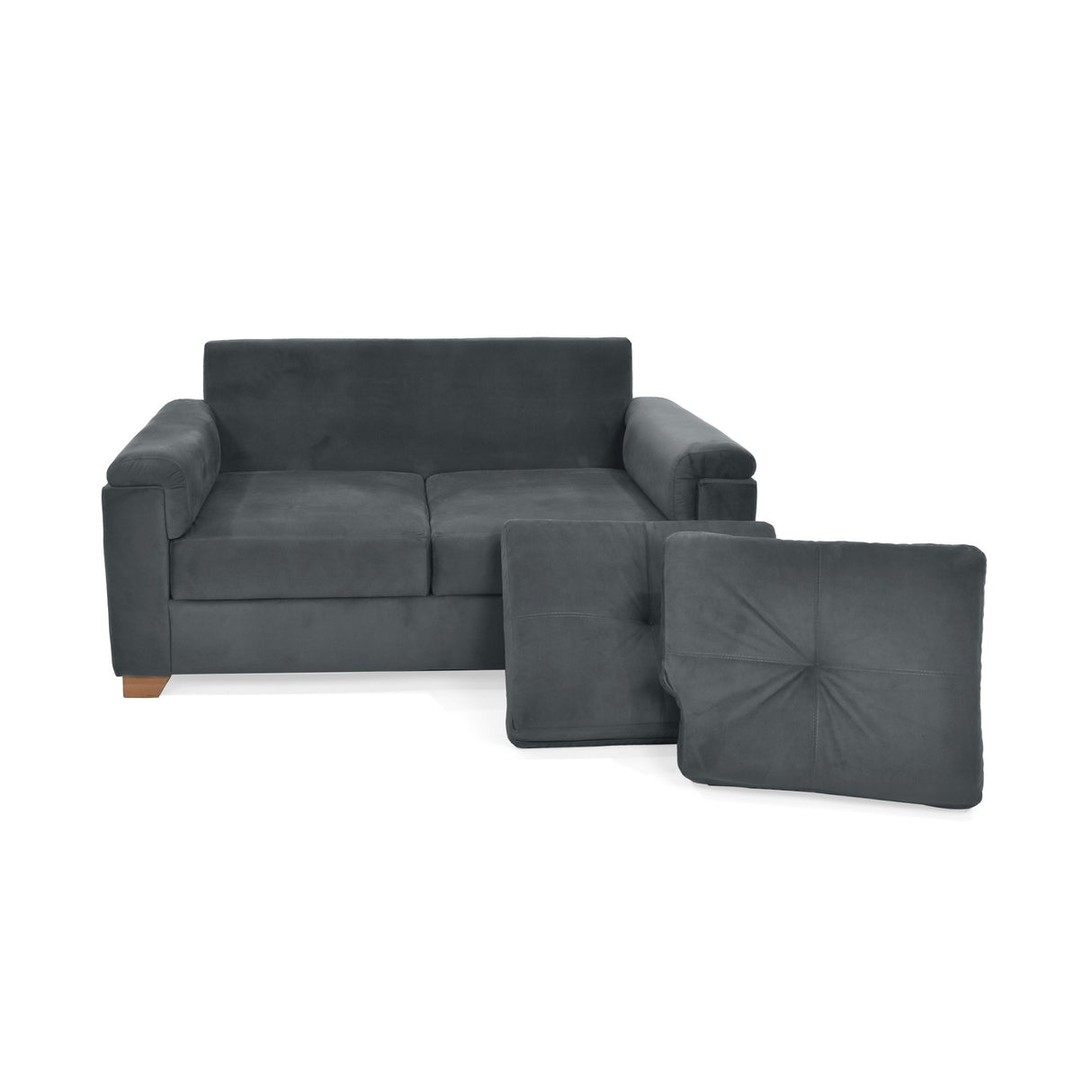 Sofá Zamora Gris 150x85cm de Dos Puestos con Apoya Brazos - SOFAS Y POLTRONAS | Bylmo