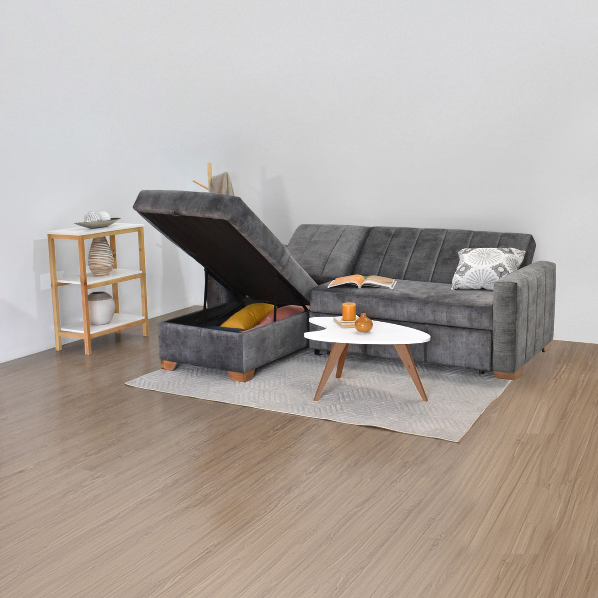 Sofacama Derecho Apolo Gris 220x92cm De Tres Puestos Reclinable Con Apoya Brazos