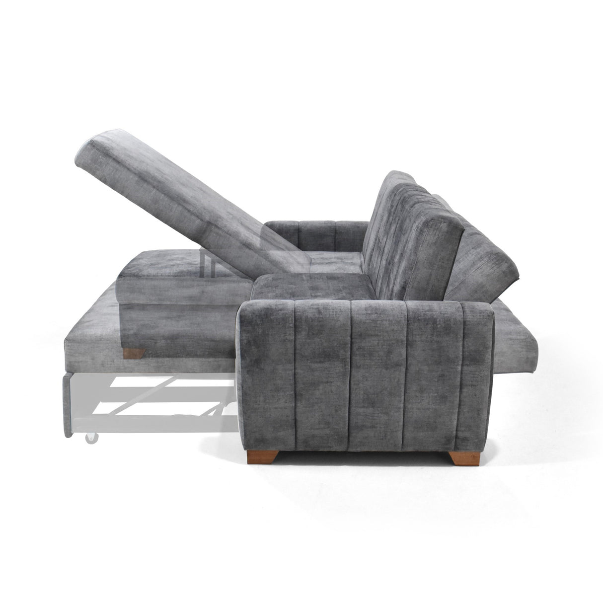 Sofacama Derecho Apolo Gris 220x92cm De Tres Puestos Reclinable Con Apoya Brazos - SOFAS Y POLTRONAS | Bylmo