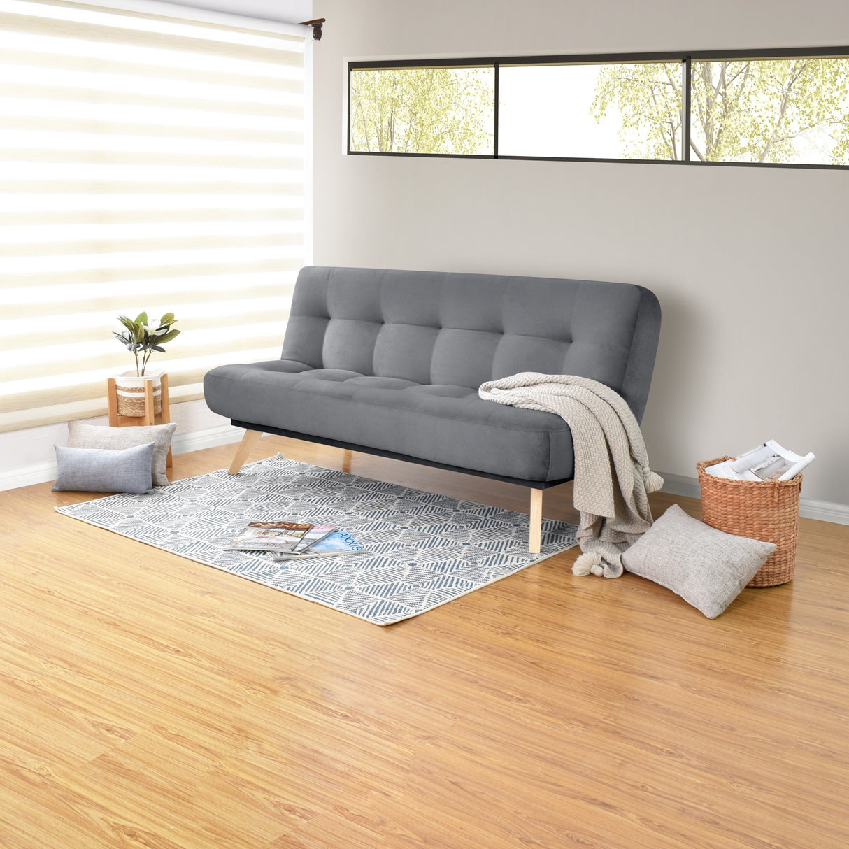 Sofacama Porto Gris 182x85cm de Tres Puestos Recinable - SOFAS Y POLTRONAS | Bylmo