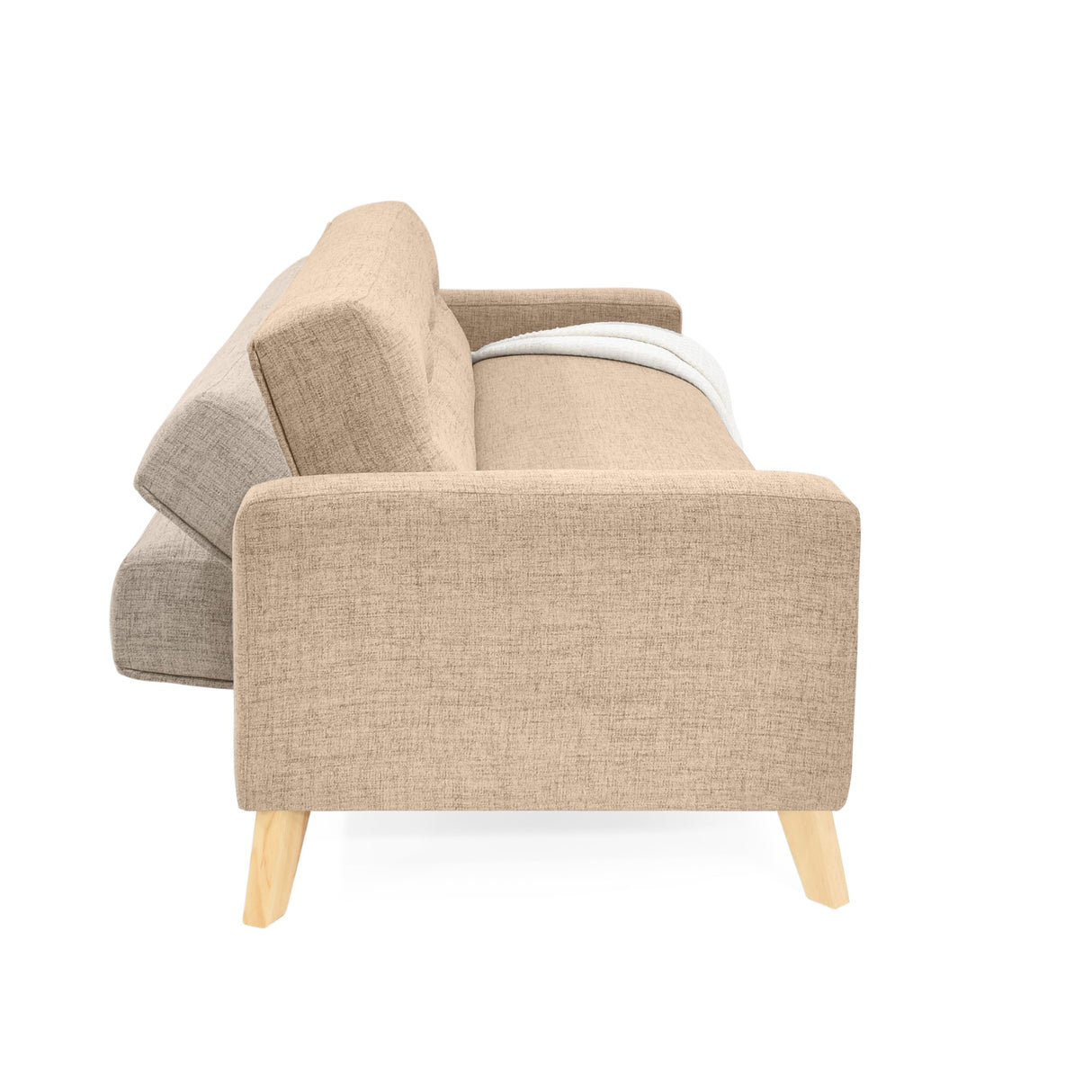 Sofacama Sion Beige 206x82cm de Tres Puestos Recinable con Apoya Brazos - SOFAS Y POLTRONAS | Bylmo