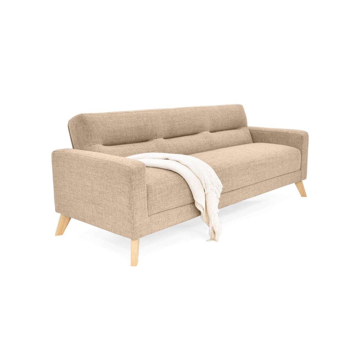 Sofacama Sion Beige 206x82cm de Tres Puestos Recinable con Apoya Brazos - SOFAS Y POLTRONAS | Bylmo