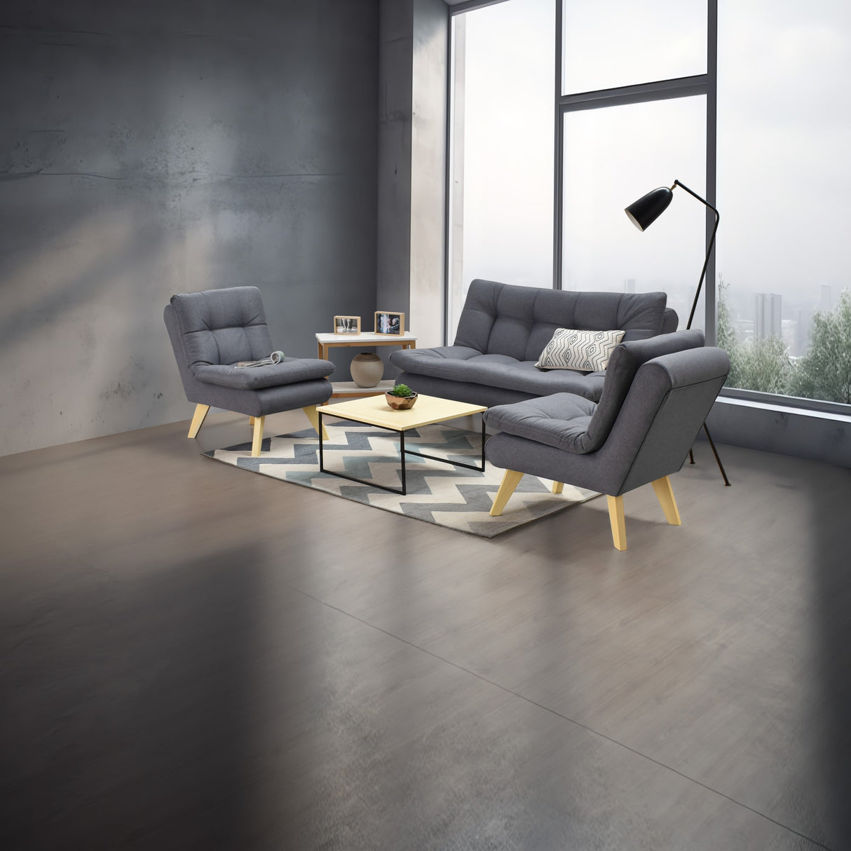 Sala Toulouse Gris 140x80cm de Cuatro Puestos - SOFAS Y POLTRONAS | Bylmo