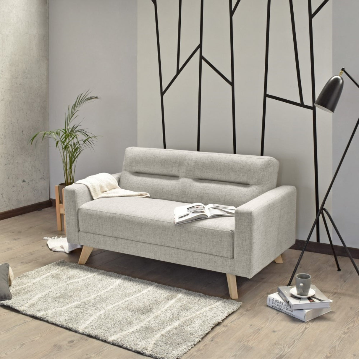 Sofá Barza Taupe 150x83cm de Dos Puestos con Apoya Brazos - SOFAS Y POLTRONAS | Bylmo
