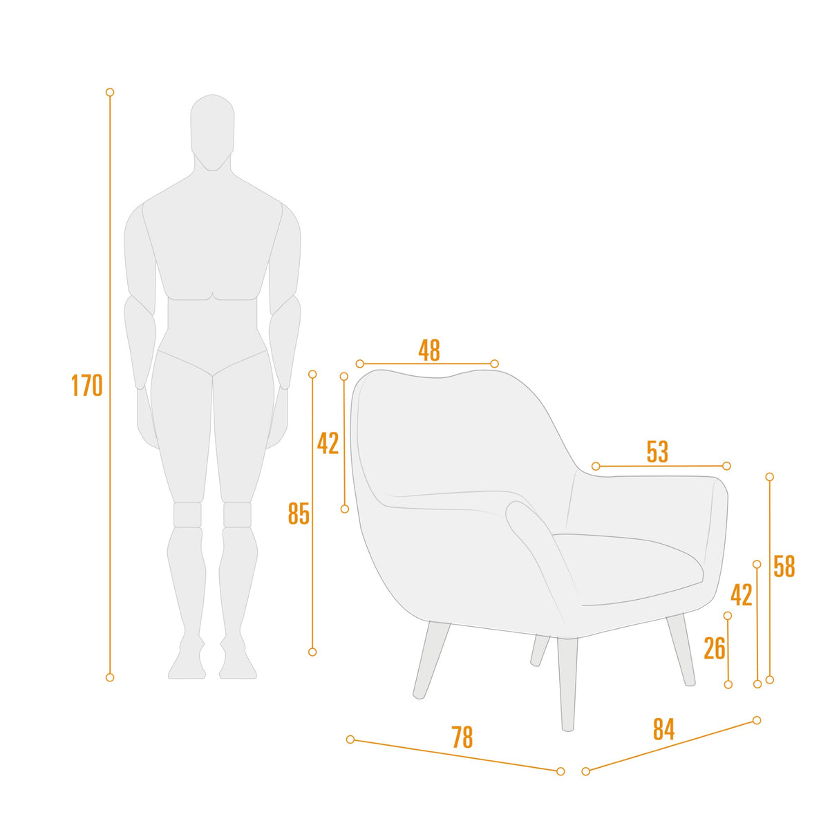 Poltrona Cannes Indigo 84x85cm de Un Puesto con Apoya Brazos - SOFAS Y POLTRONAS | Bylmo