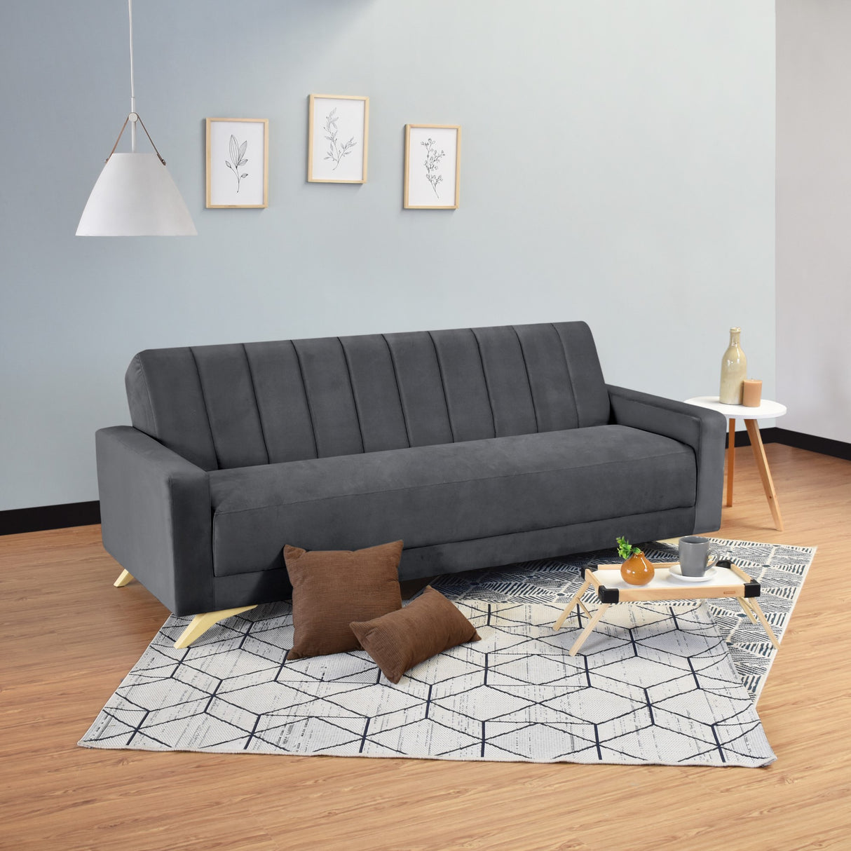Sofá Dominic Gris 206x80cm de Tres Puestos Recinable con Apoya Brazos - SOFAS Y POLTRONAS | Bylmo