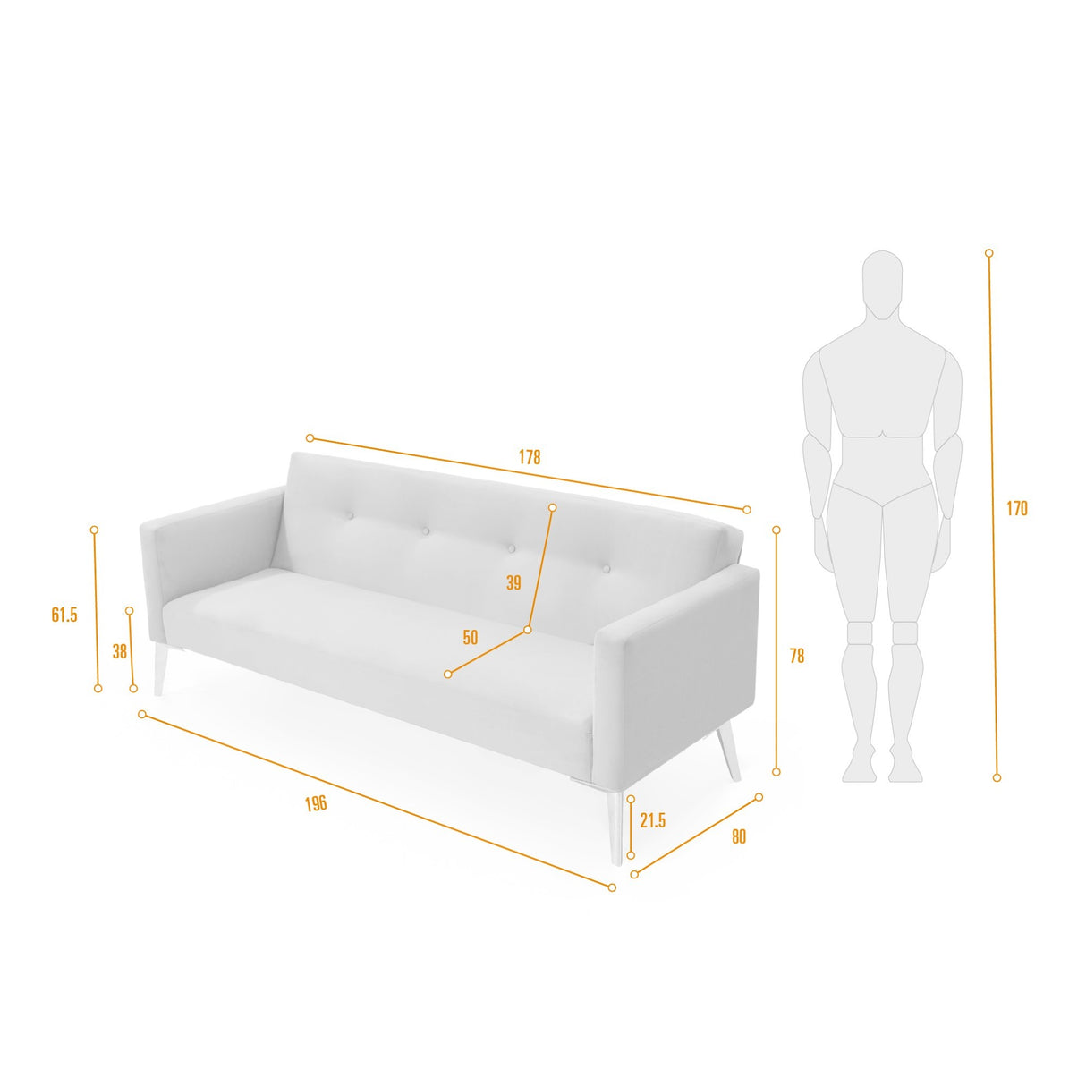 Sofá Turquia Rosa 196x78cm de Tres Puestos con Apoya Brazos - SOFAS Y POLTRONAS | Bylmo