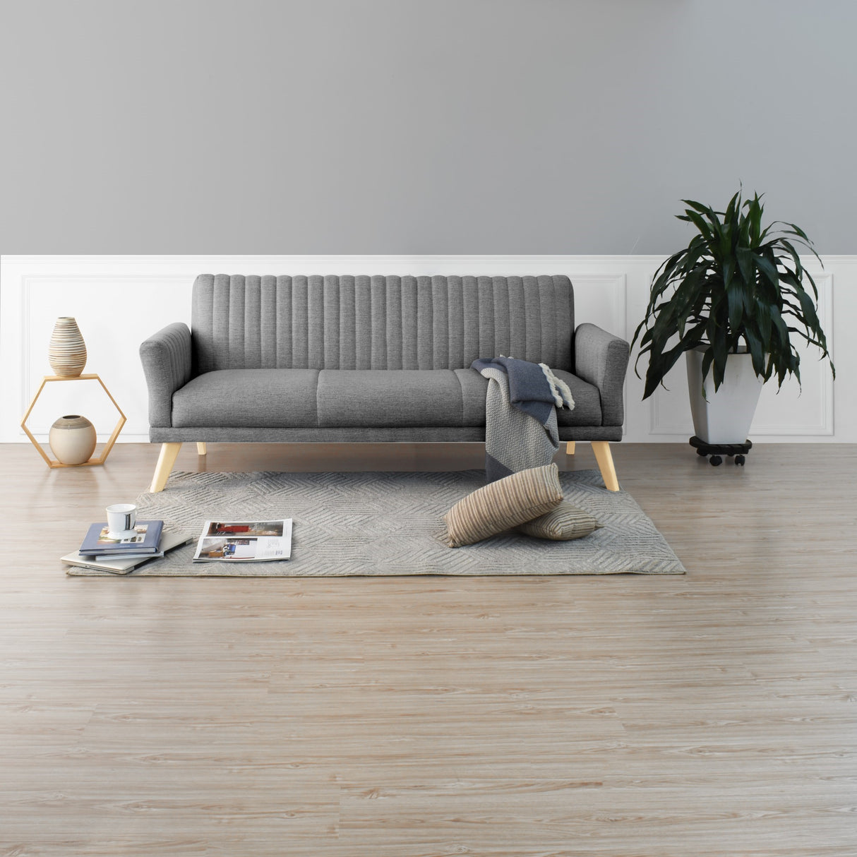 Sofacama Pensilvania Gris 205x87cm de Tres Puestos Recinable con Apoya Brazos - SOFAS Y POLTRONAS | Bylmo