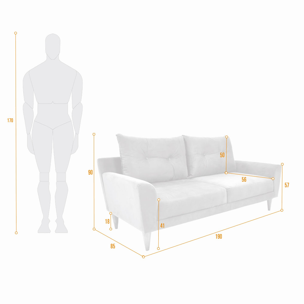 Sofá Verge Gris 190x90cm de Tres Puestos con Apoya Brazos - SOFAS Y POLTRONAS | Bylmo