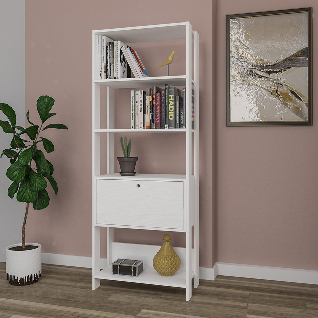 Estantería Rectangular Match Blanco 63x166cm Con Cinco Entrepaños - BIBLIOTECAS Y ESTANTERIAS | Bylmo