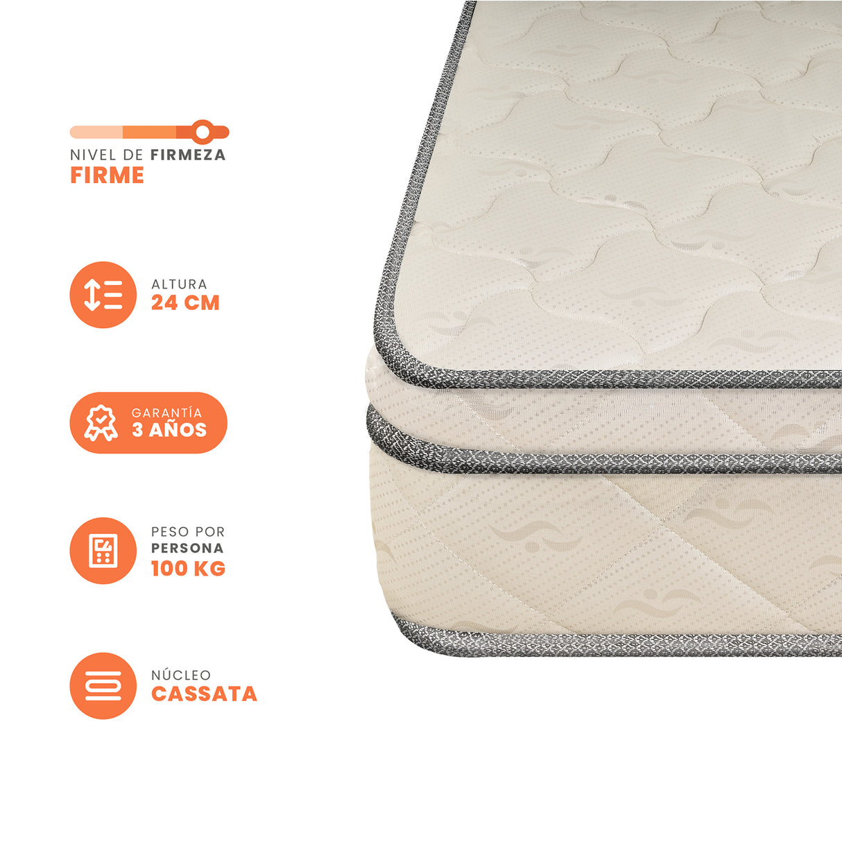 Colchón Firme Marsella New Beige Queen 160x190cm Ortopedico - COLCHONES | Bylmo