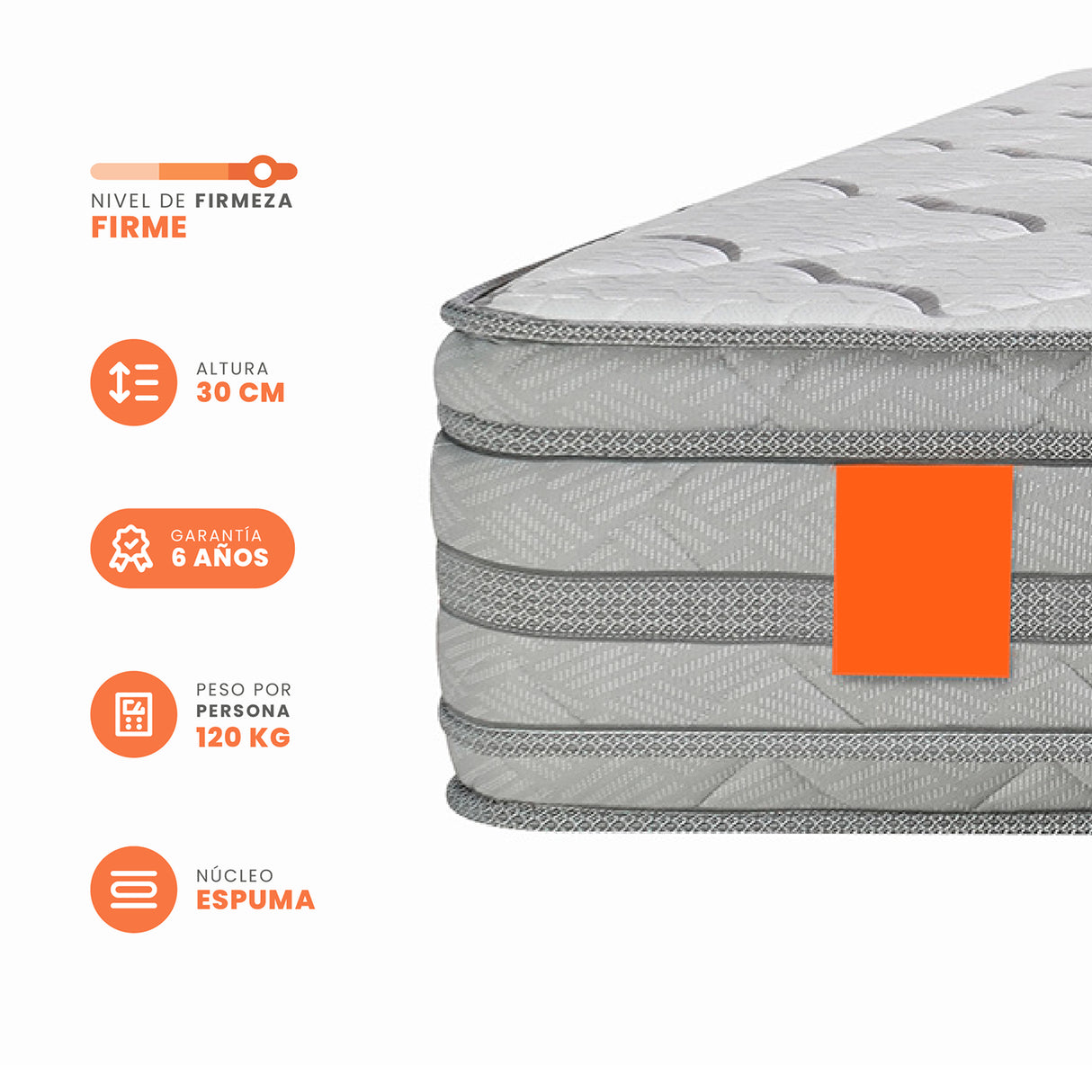 Colchón Firme Mercurio Blanco Sencillo 100x190cm Ortopedico con Pillow Sencillo - COLCHONES | Bylmo