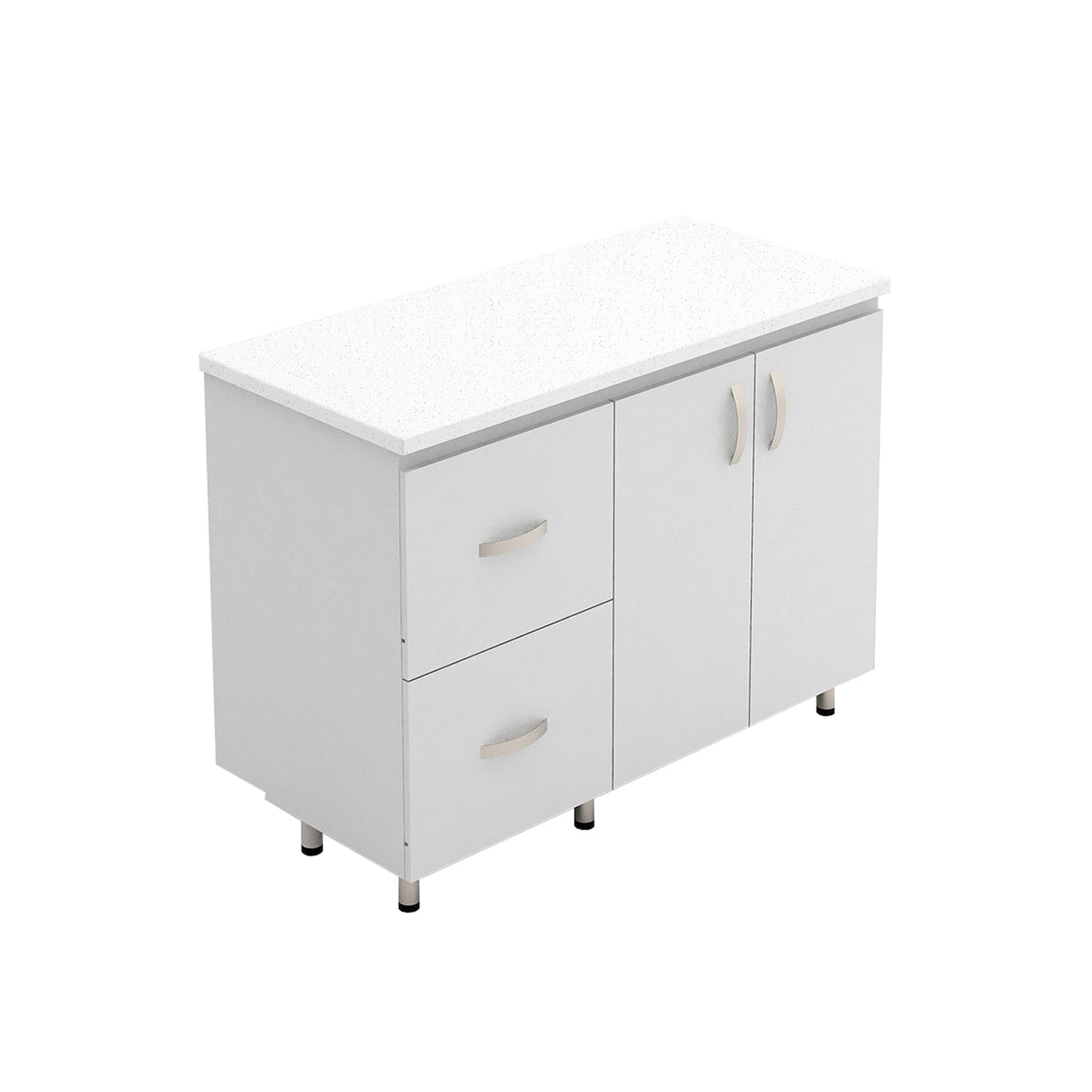 Barra de Cocina Ambar Blanco 120x88cm con Mesón de Mármol Sintético y Cuatro Compartimientos - BARRAS Y MUEBLES AUXILIARES | Bylmo