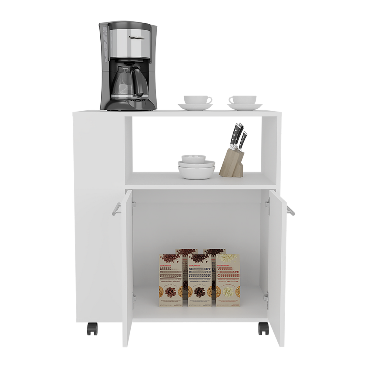 Mueble Microondas Eldon Blanco 75x83.4cm Con Ruedas - ALACENAS Y MUEBLES MICROONDAS | Bylmo