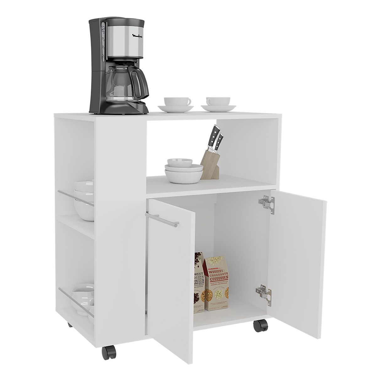 Mueble Microondas Eldon Blanco 75x83.4cm Con Ruedas - ALACENAS Y MUEBLES MICROONDAS | Bylmo
