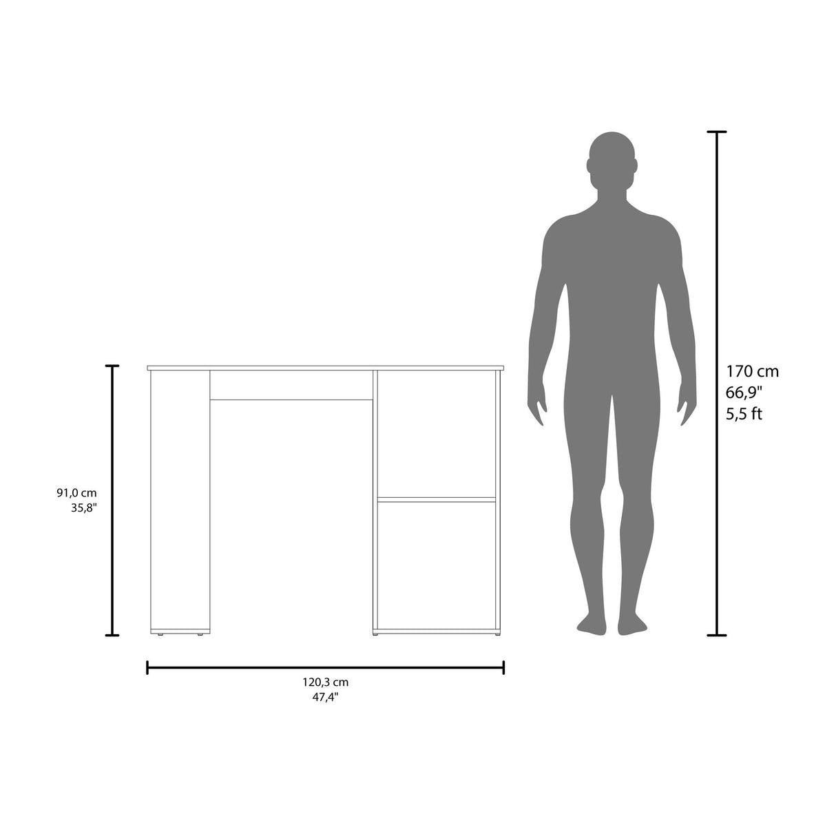 Barra de Cocina Allen Fresno Europeo y Blanco 120.3x91cm Con Seis Compartimientos - BARRAS Y MUEBLES AUXILIARES | Bylmo
