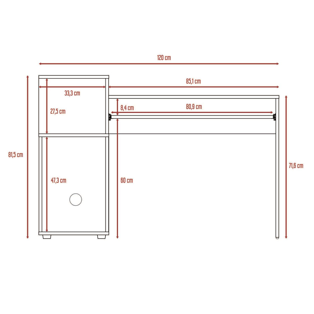 Combo Escritorio y Biblioteca Atlanter Rovere 120x81.5cm sin Cajones - ESCRITORIOS | Bylmo