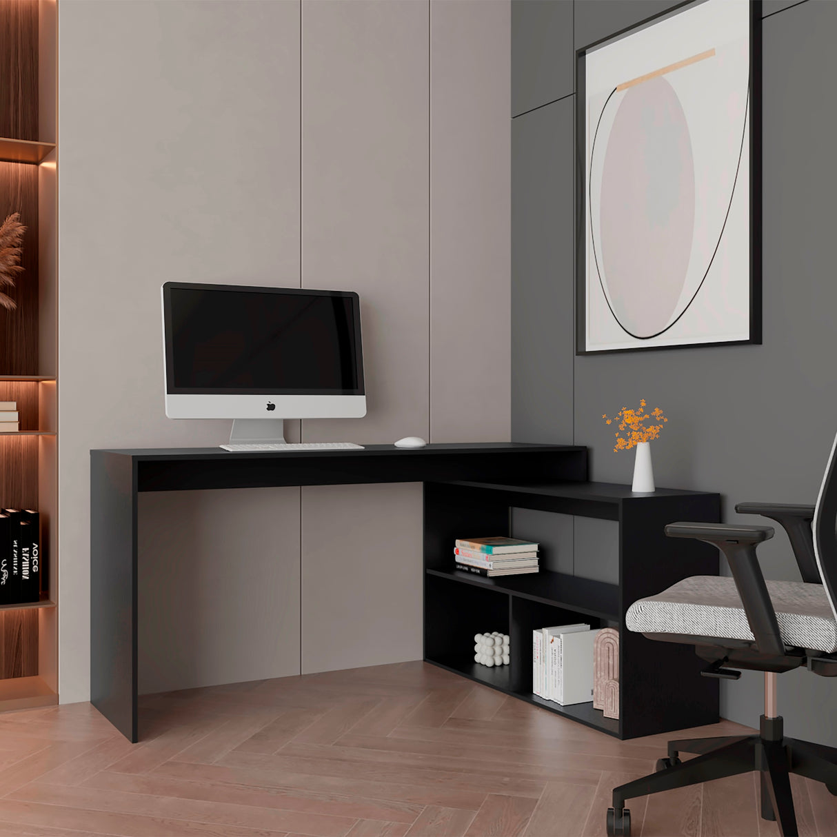 Escritorio Esquinero Axis Wengue 150x77cm sin Cajones - ESCRITORIOS | Bylmo