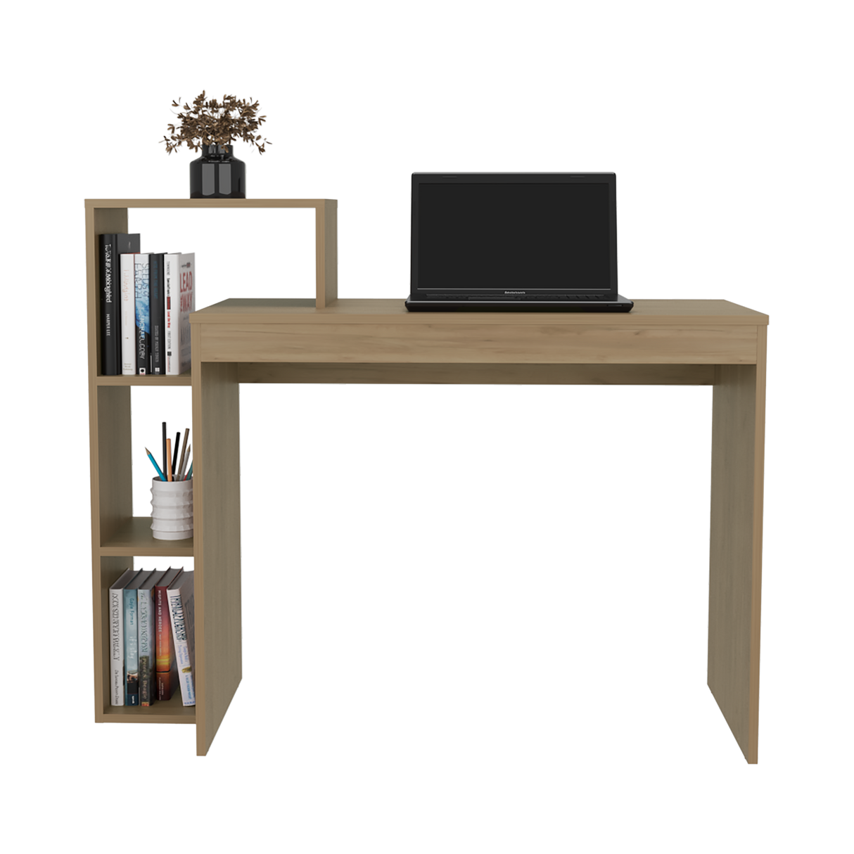 Escritorio con Biblioteca Britt Fresno Europeo 110x90cm sin Cajones - ESCRITORIOS | Bylmo