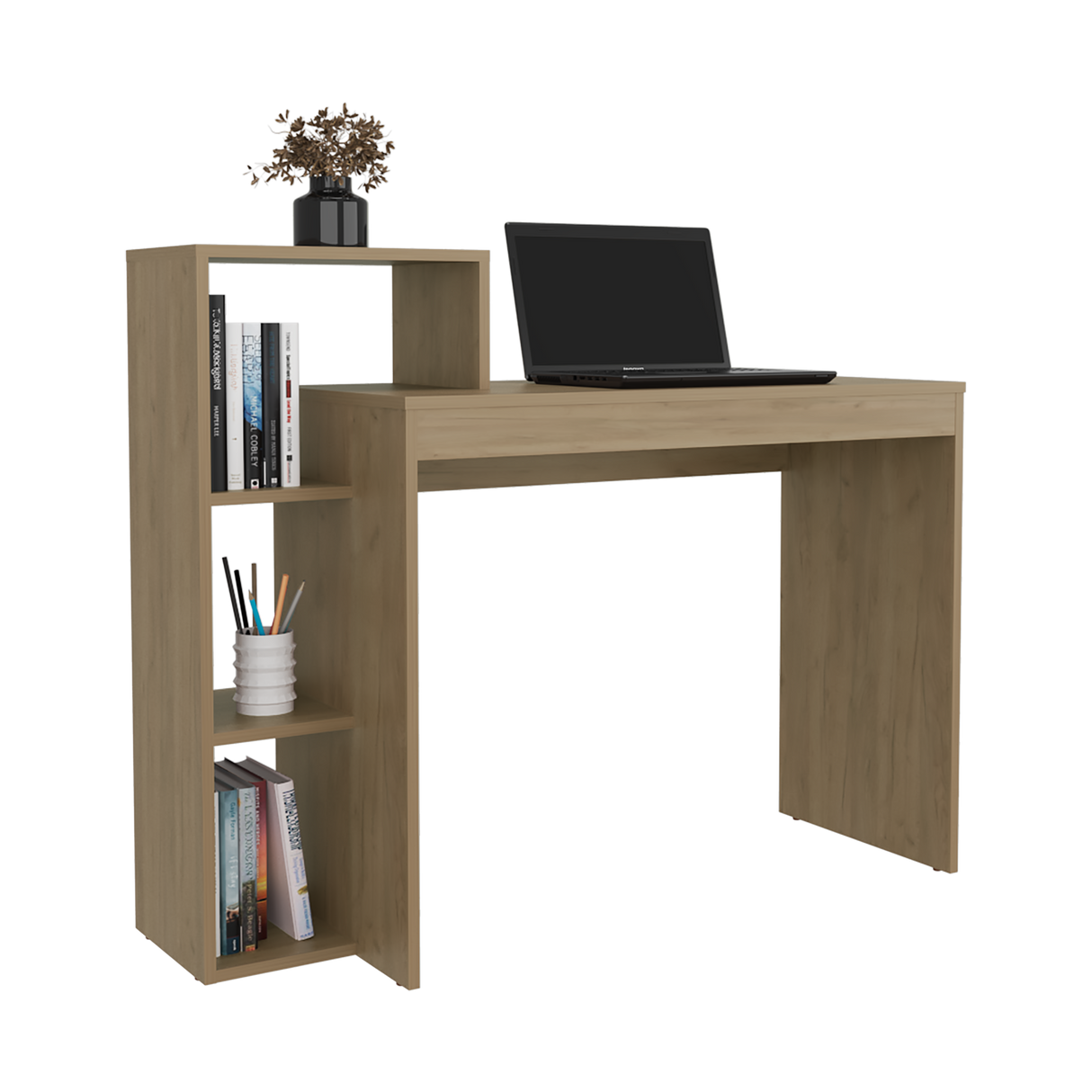 Escritorio con Biblioteca Britt Fresno Europeo 110x90cm sin Cajones - ESCRITORIOS | Bylmo