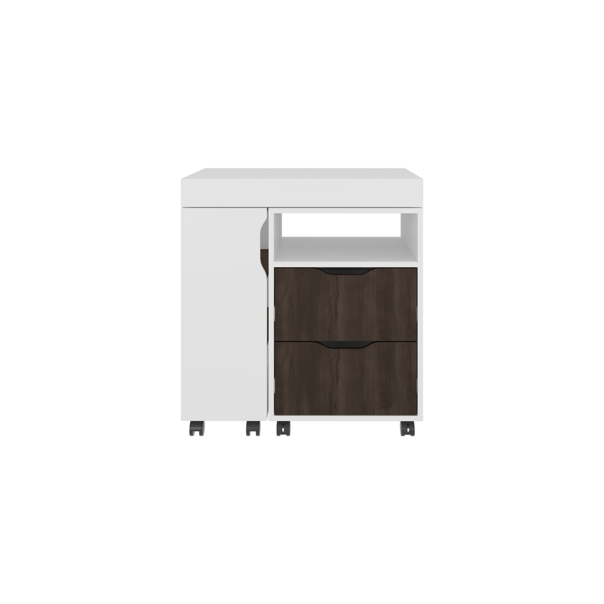 Escritorio Extensible San Diego Blanco y Nogal 70.5x75.5cm con Dos Cajones - ESCRITORIOS | Bylmo