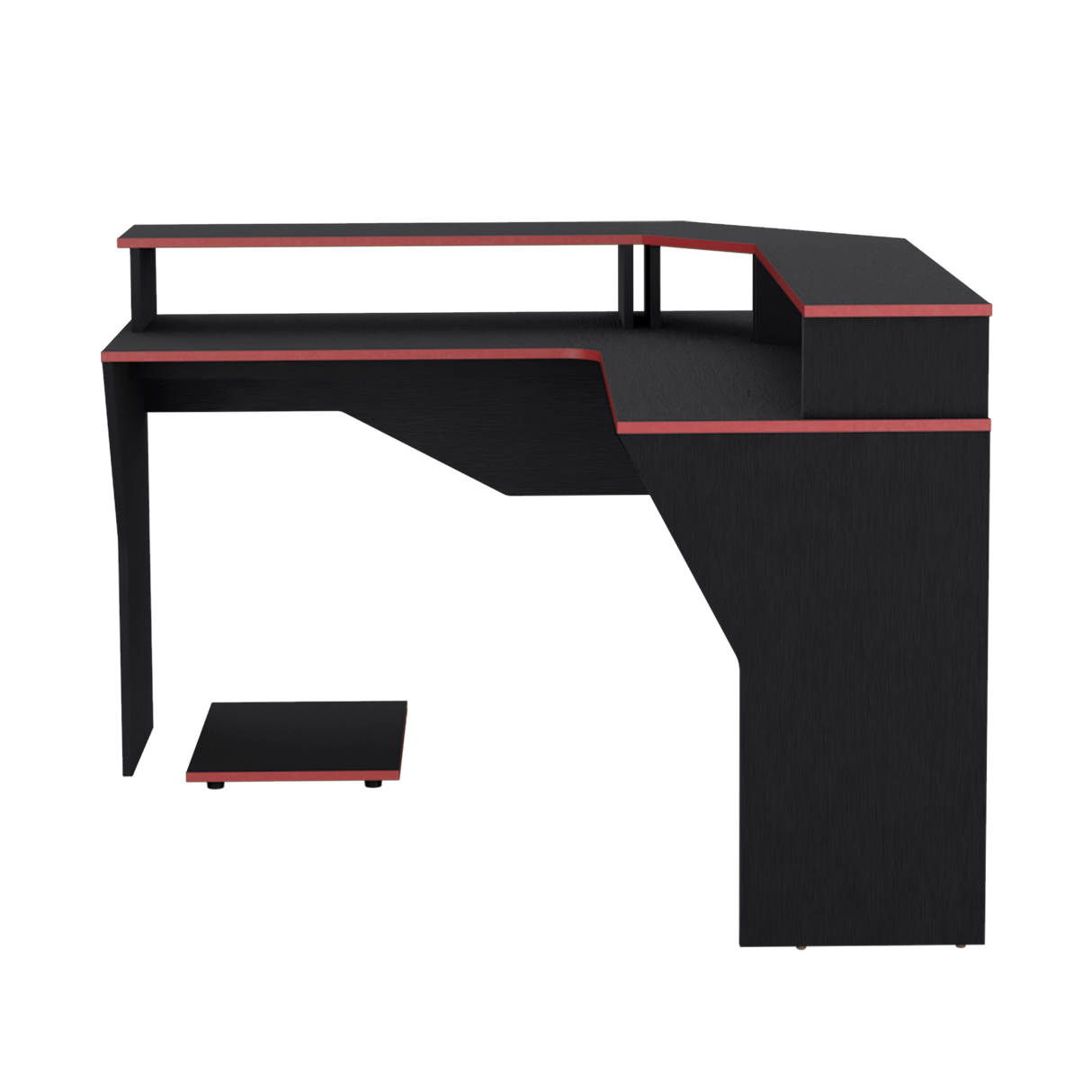 Escritorio Gamer Guma Wengue y Rojo 128x88.5cm sin Cajones - ESCRITORIOS | Bylmo