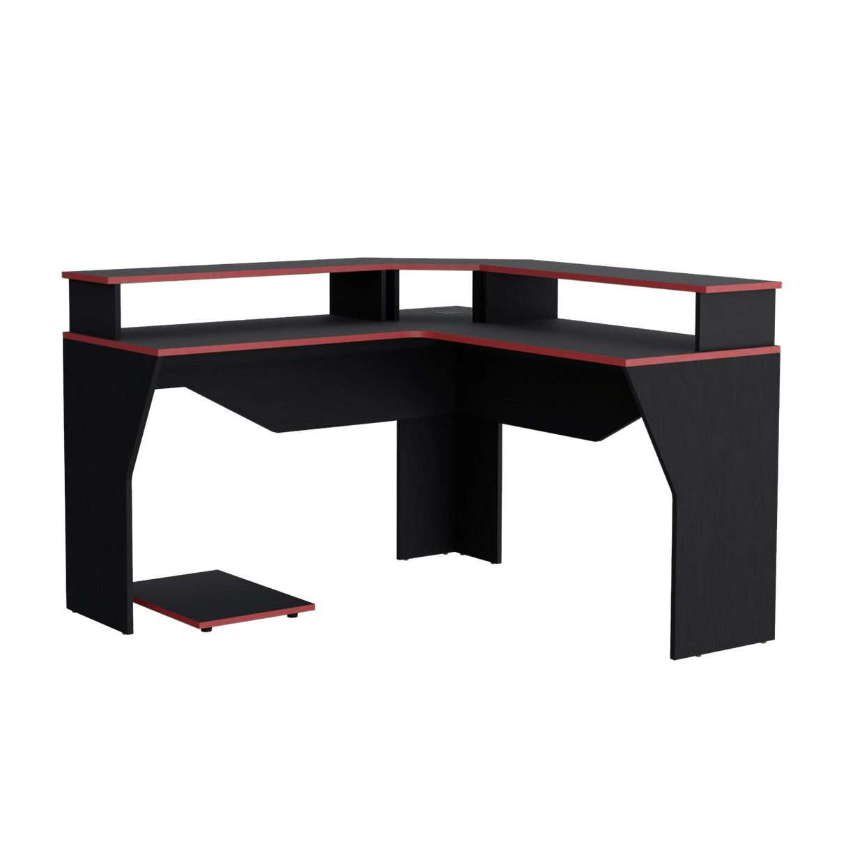 Escritorio Gamer Guma Wengue y Rojo 128x88.5cm sin Cajones - ESCRITORIOS | Bylmo