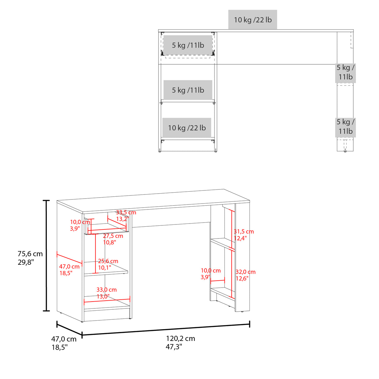 Escritorio Home Blanco 120.2x75.6cm con Un Cajón - ESCRITORIOS | Bylmo