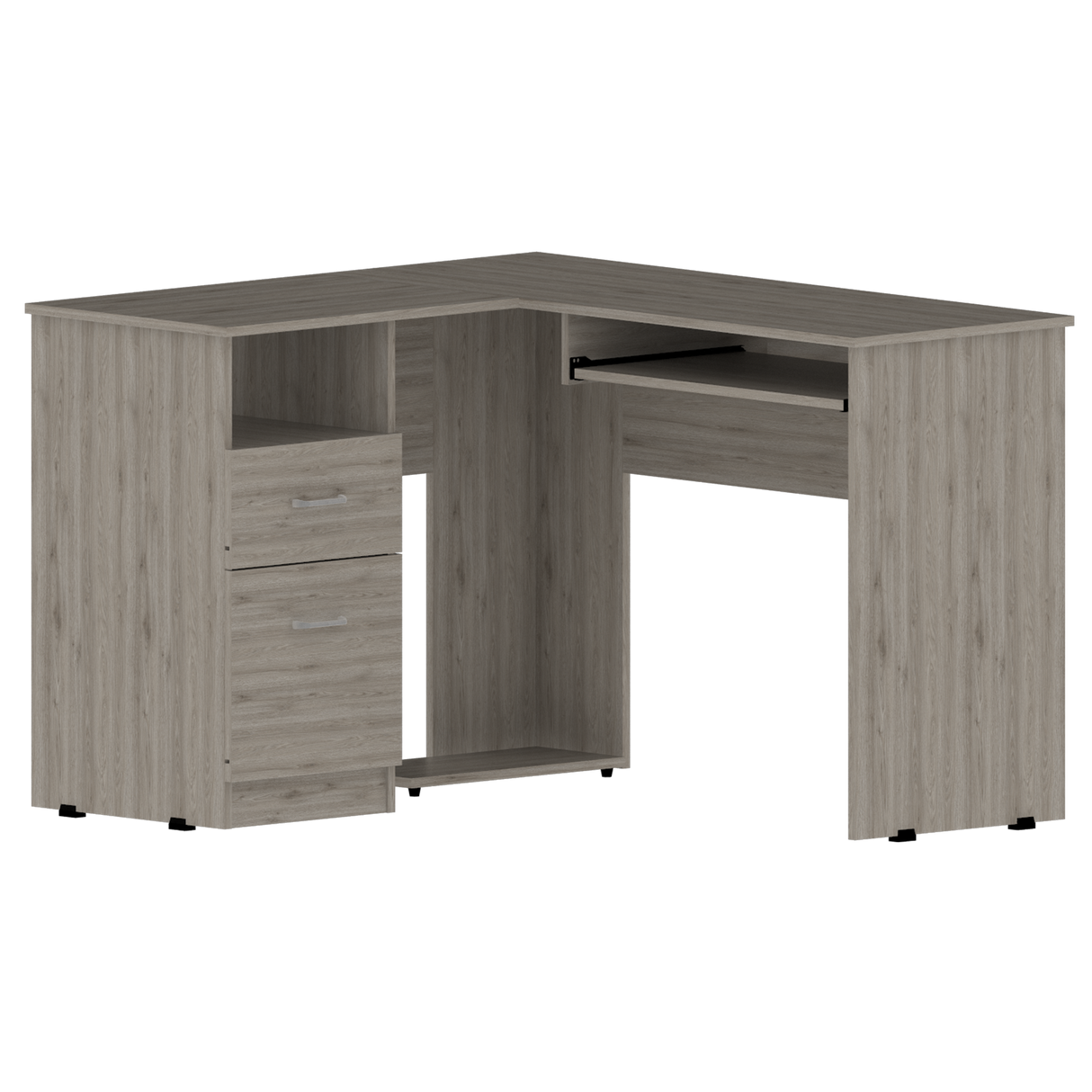 Escritorio Esquinero Mix Ceniza 120.1x77.2cm con Dos Cajones - ESCRITORIOS | Bylmo