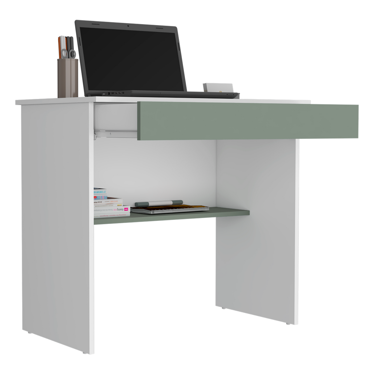 Escritorio Ohio Blanco y Agave 80x73cm con Un Cajón - ESCRITORIOS | Bylmo