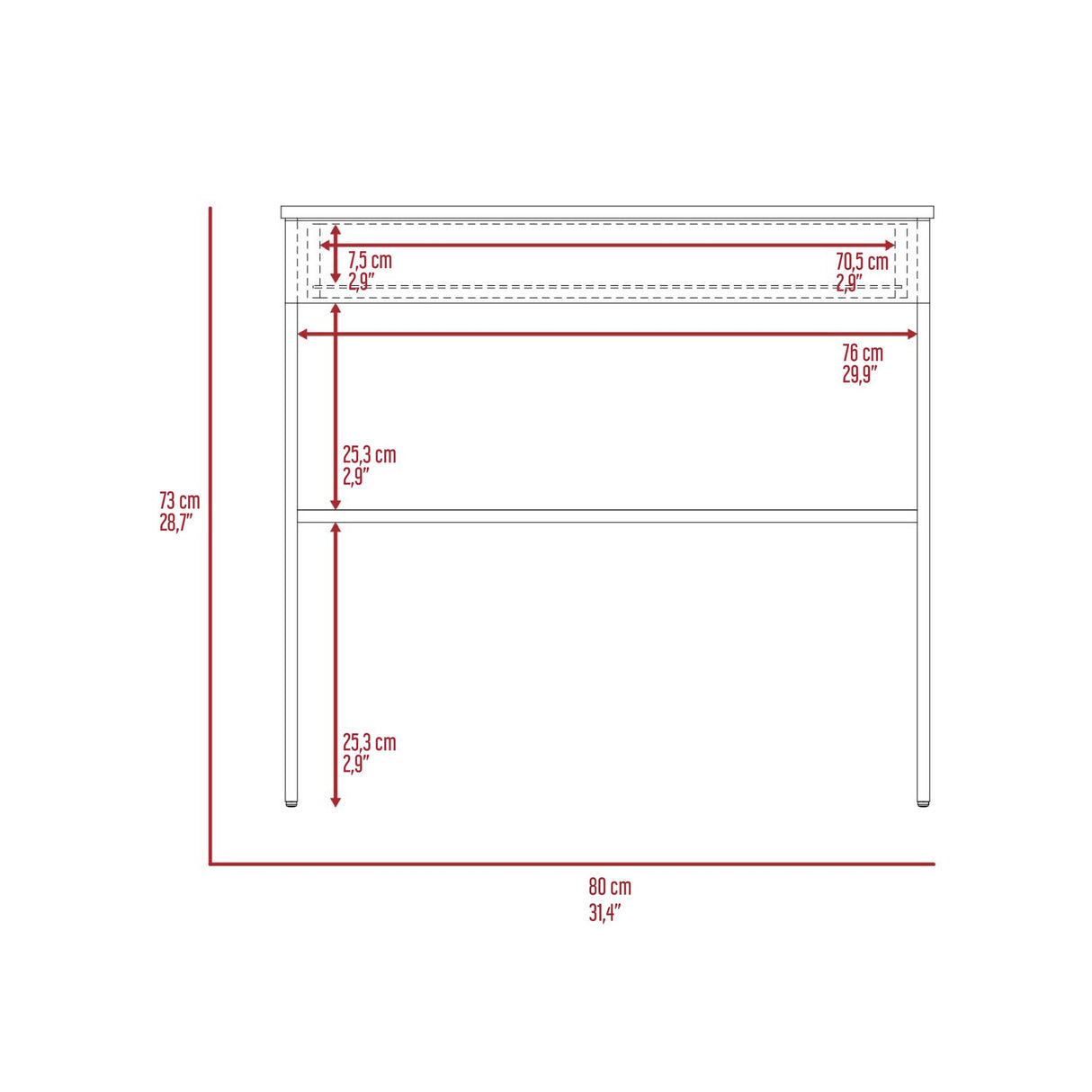 Escritorio Ohio Blanco y Agave 80x73cm con Un Cajón - ESCRITORIOS | Bylmo