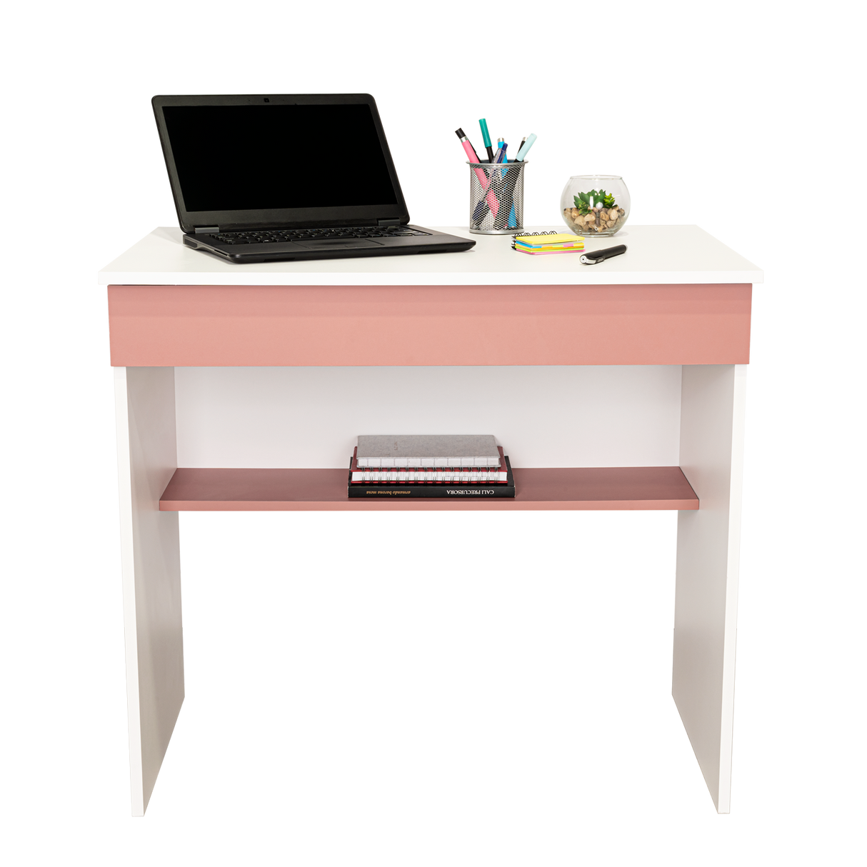 Escritorio Ohio Blanco y Arupo 80x73cm con Un Cajón - ESCRITORIOS | Bylmo